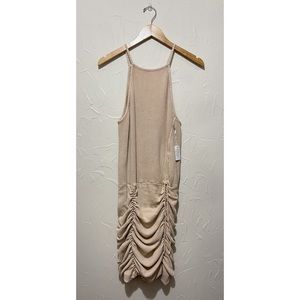 NWT Free People One “Katya” distressed nude thermal mini dress (large)